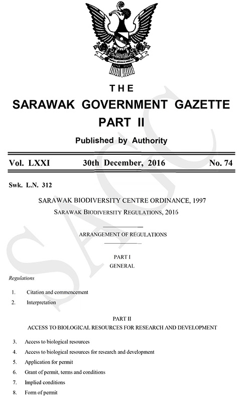 Sarawak Biodiversity Regulations 2016