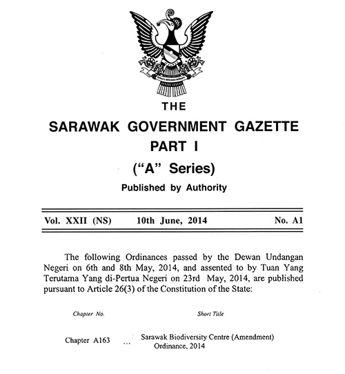 Sarawak Biodiversity Centre (Amendment) Ordinance 2014